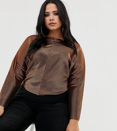 Плиссированный топ с рукавами летучая мышь ASOS DESIGN Curve - Золотой