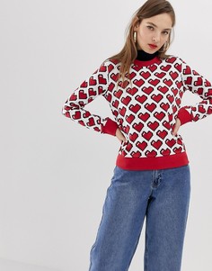 Свитшот с принтом сердец Love Moschino - Красный