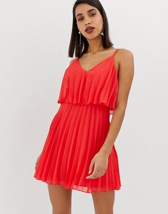 Плиссированное платье мини с кроп-топом ASOS DESIGN - Красный