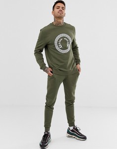 Спортивный костюм хаки со свитшотом и джоггерами скинни ASOS DESIGN - Зеленый