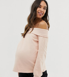 Светло-розовый свитшот с открытыми плечами и отворотами ASOS DESIGN Maternity - Розовый