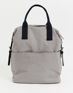 Парусиновый рюкзак на молнии с двумя ремешками ASOS DESIGN - Серый