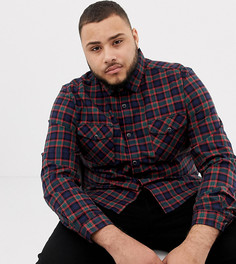Темно-синяя приталенная клетчатая рубашка в стиле вестерн ASOS DESIGN Plus - Темно-синий