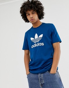 Темно-синяя футболка с логотипом-трилистником adidas Originals DV1603 - Синий