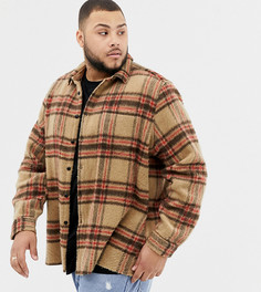 Рубашка навыпуск верблюжьего цвета в клетку ASOS DESIGN plus - Коричневый