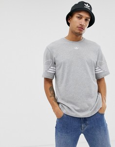 Серая футболка с логотипом-трилистником adidas Originals Outline DU8146 - Серый