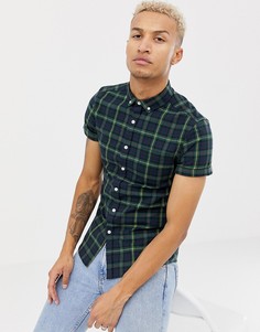 Синяя рубашка скинни в клетку ASOS DESIGN - Темно-синий