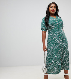 Чайное платье макси на пуговицах с цветочным принтом ASOS DESIGN Curve - Мульти