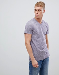 Меланжевая фиолетовая футболка с V-образныи вырезом Tom Tailor - Фиолетовый