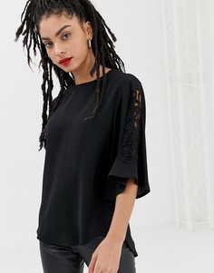Черная декорированная блузка New Look - Черный