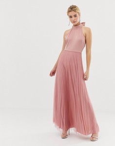 Платье макси из тюля со складками ASOS DESIGN - Розовый