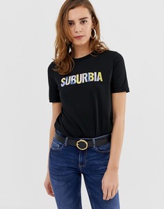 Футболка с надписью suburbia Pieces Nikita - Черный