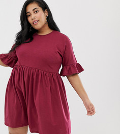 Свободное хлопковое платье с оборками ASOS DESIGN Curve - Красный