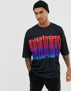 Свободная футболка с принтом Еuphoria ASOS DESIGN - Черный