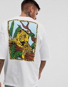Свободная футболка с принтом на спине ASOS DESIGN - Белый
