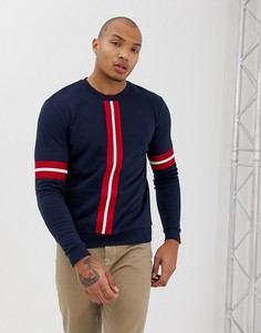Темно-синий свитшот с отделкой лентой в полоску ASOS DESIGN - Темно-синий