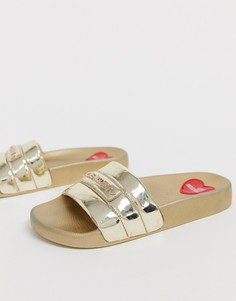 Лакированные шлепанцы Love Moschino - Золотой