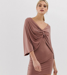 Платье мини с рукавами-кимоно и драпировкой на спине ASOS DESIGN Tall - Коричневый