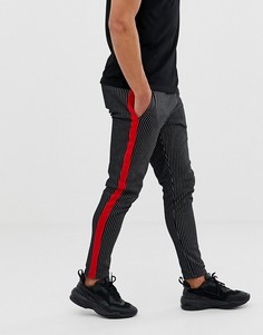 Темно-синие брюки в полоску со вставками по бокам Jack & Jones Originals - Темно-синий