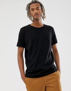 Черная футболка с необработанными краями Weekday - Черный