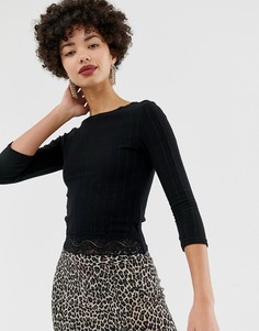 Черный топ с кружевной отделкой River Island - Черный