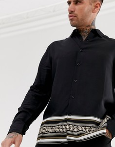 Черная рубашка классического кроя с принтом в стиле барокко New Look - Черный