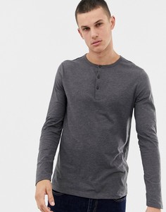 Серый лонгслив с воротом на пуговицах ASOS DESIGN - Серый