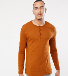 Коричневый лонгслив с воротником на пуговице ASOS DESIGN Tall - Коричневый