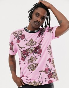 Свободная футболка с цветочным принтом ASOS DESIGN - Розовый