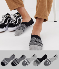 5 пар невидимых носков в монохромную полоску ASOS DESIGN - Мульти