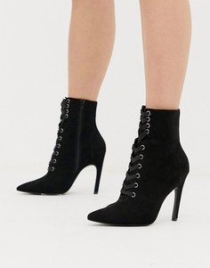 Ботинки на шнуровке с острым носком ASOS DESIGN Elaina - Черный