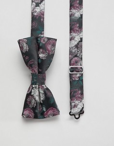 Жаккардовый галстук-бабочка с розовым цветочным принтом Twisted Tailor - Черный