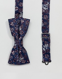 Жаккардовый галстук-бабочка с принтом черепов Twisted Tailor - Темно-синий