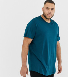 Сине-зеленая футболка с асимметричным подолом River Island Big & Tall - Зеленый