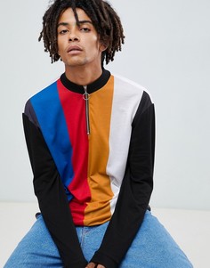 Свободный лонгслив с молнией на вороте и вертикальными полосками ASOS DESIGN - Мульти