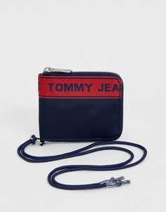 Темно-синяя кредитница на молнии с ремешком и лентой Tommy Jeans - Темно-синий