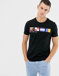 Черная футболка с принтом флага Celio - Черный