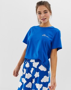 Трикотажная пижамная футболка ASOS DESIGN mix & match - Синий