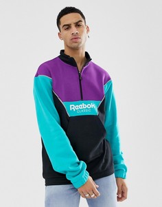Свитшот колор блок с короткой молнией Reebok Classics DX0135 - Черный