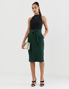 Строгая юбка-карандаш с поясом оби ASOS DESIGN - Зеленый