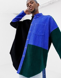 Вельветовая oversize-рубашка колор блок COLLUSION - Черный