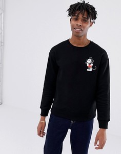 Свитшот с заниженной линией плеч и принтом Микки Мауса Jack & Jones Originals - Черный