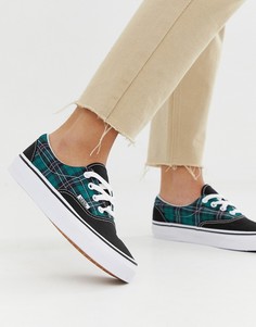 Зеленые кроссовки в клетку тартан Vans era - Зеленый