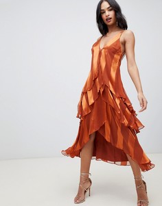 Ярусное платье-трапеция в полоску ASOS DESIGN - Мульти