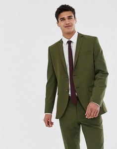Эластичный приталенный пиджак премиум-класса цвета хаки Jack & Jones - Зеленый