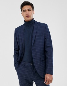 Синий приталенный пиджак в клетку Jack & Jones Premium - Синий