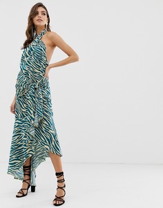 Атласное платье миди с абстрактным принтом ASOS DESIGN - Мульти