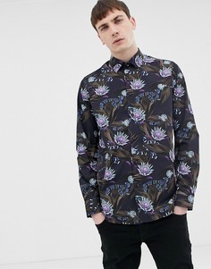Темно-синяя рубашка со змеиным принтом Ted Baker - Темно-синий