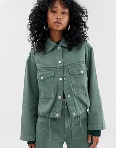 Джинсовая куртка цвета хаки со шнурком Weekday - Зеленый