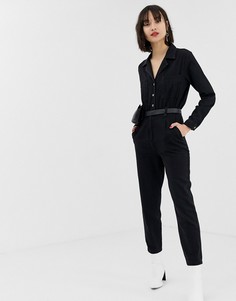 Выбеленный черный джинсовый комбинезон ASOS DESIGN - Черный